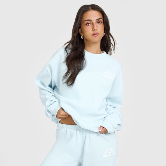 Oner Active Sweaters - ONER ACTIVE LIGHTWEIGHT SWEATSHIRT WITH ONER GRAPHIC IN CLOUD BLUE - M